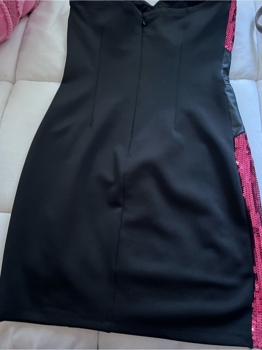 2B Bebe Sequin Mini Dress Strapless Colorblock Bodycon Y2K Glam M - Picture 6 of 8